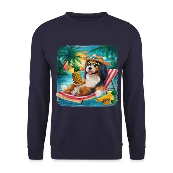 Havanese dog on the beach ideal for summer - Unisex Sweatshirt - navy - Front - Alina (178cm) & Michal (187cm)