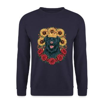 Cartoon Münsterland dog with crown, roses - Unisex Sweatshirt - navy - Front - Alina (178cm) & Michal (187cm)