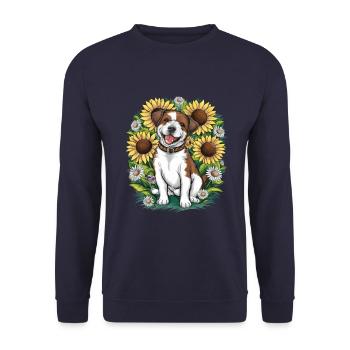 Lagotto Romagnolo mit Sonennblumen - Unisex Pullover - Navy - Vorne - Alina (178cm) & Michal (187cm)