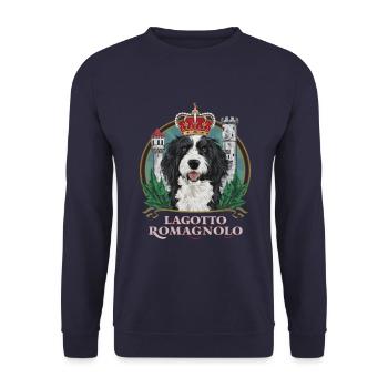 Lagotto Romagnolo with crown and castle - Unisex Sweatshirt - navy - Front - Alina (178cm) & Michal (187cm)