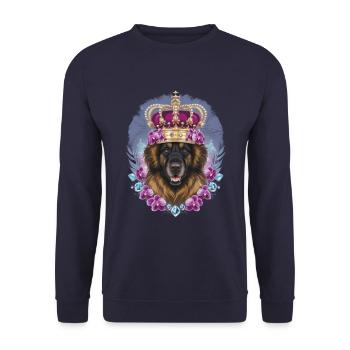 Chien Leonberger mignon avec couronne et orchidées - Sweat-shirt Unisexe - marine - Devant - Alina (178cm) & Michal (187cm)