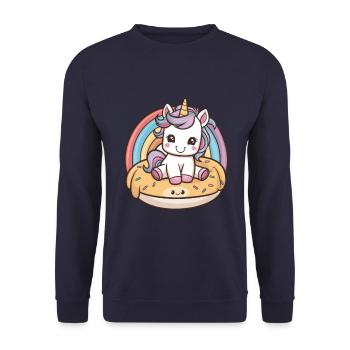 Kawaii unicorn with delicious food - Unisex Sweatshirt - navy - Front - Alina (178cm) & Michal (187cm)
