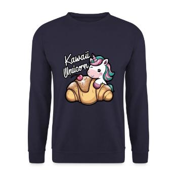 Licorne Kawaii avec croissant - Sweat-shirt Unisexe - marine - Devant - Alina (178cm) & Michal (187cm)