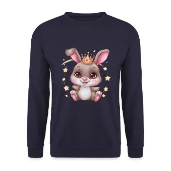 Mignon lapin kawaii avec couronne et étoiles - Sweat-shirt Unisexe - marine - Devant - Alina (178cm) & Michal (187cm)