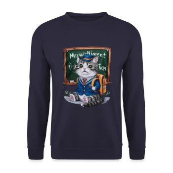 Kawaii Katze trägt tradionelle Schuluniform - Unisex Pullover - Navy - Vorne - Alina (178cm) & Michal (187cm)