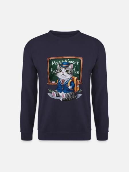 Kawaii Katze trägt tradionelle Schuluniform - Unisex Pullover - Navy