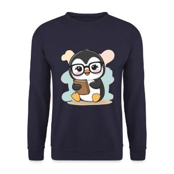 Pingouin Kawaii avec Licorne Ouftit - Sweat-shirt Unisexe - marine - Devant - Alina (178cm) & Michal (187cm)