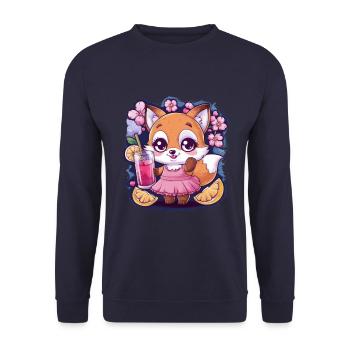 Renard à la limonade, citron, fleur de cerisier - Sweat-shirt Unisexe - marine - Devant - Alina (178cm) & Michal (187cm)
