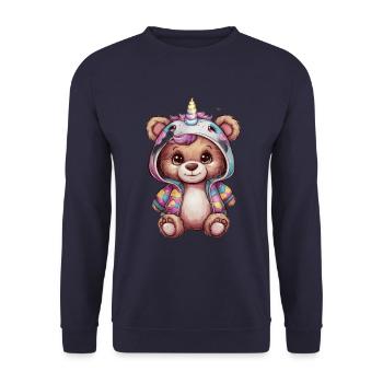 Teddy bear unicorn in kawaii look - Unisex Sweatshirt - navy - Front - Alina (178cm) & Michal (187cm)