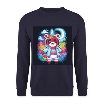Roter Einhorn Panda - Unisex Pullover - Navy - Vorne - Alina (178cm) & Michal (187cm)
