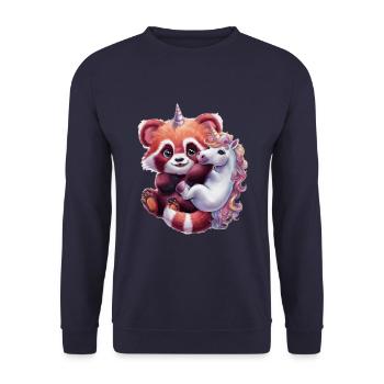 Mignon panda kawaii rouge au look de dessin animé - Sweat-shirt Unisexe - marine - Devant - Alina (178cm) & Michal (187cm)