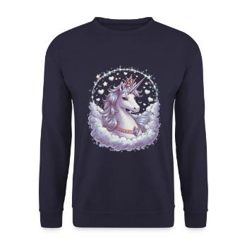 Licorne magique et imaginative avec des étoiles - Sweat-shirt Unisexe - marine - Devant - Alina (178cm) & Michal (187cm)