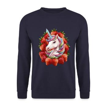 Licorne mignonne avec des fraises pleines de magie - Sweat-shirt Unisexe - marine - Devant - Alina (178cm) & Michal (187cm)