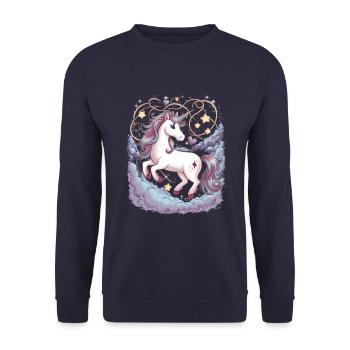 Licorne magique et imaginative avec des étoiles - Sweat-shirt Unisexe - marine - Devant - Alina (178cm) & Michal (187cm)