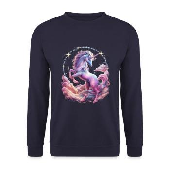 Licorne magique et imaginative avec des étoiles - Sweat-shirt Unisexe - marine - Devant - Alina (178cm) & Michal (187cm)