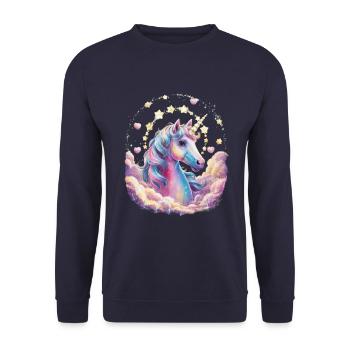 Licorne magique et imaginative avec des étoiles - Sweat-shirt Unisexe - marine - Devant - Alina (178cm) & Michal (187cm)