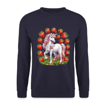 Licorne mignonne avec des fraises pleines de magie - Sweat-shirt Unisexe - marine - Devant - Alina (178cm) & Michal (187cm)