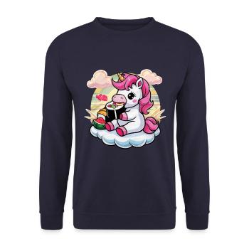 La licorne kawaii adore les sushis - Sweat-shirt Unisexe - marine - Devant - Alina (178cm) & Michal (187cm)