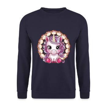 Licorne kawaii avec glace - Sweat-shirt Unisexe - marine - Devant - Alina (178cm) & Michal (187cm)