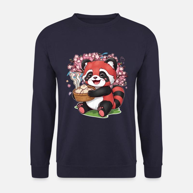Roter Panda Kawaii mit gefüllten Teigtaschen - Unisex Pullover - Navy