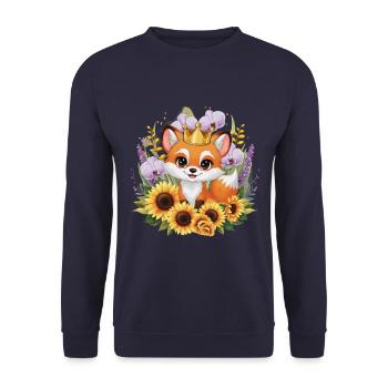 Fox with orchids and sunflowers - Unisex Sweatshirt - navy - Front - Alina (178cm) & Michal (187cm)