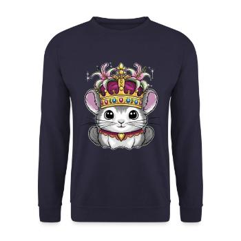 Chinchila Kawaii Royal avec Couronne et Lillia - Sweat-shirt Unisexe - marine - Devant - Alina (178cm) & Michal (187cm)