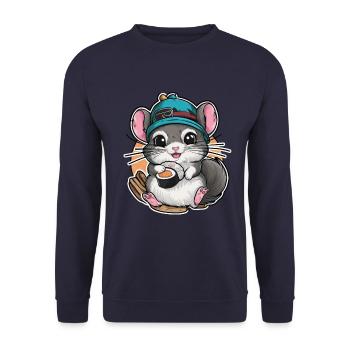 Chinchilla kawaii avec sushi japonais - Sweat-shirt Unisexe - marine - Devant - Alina (178cm) & Michal (187cm)