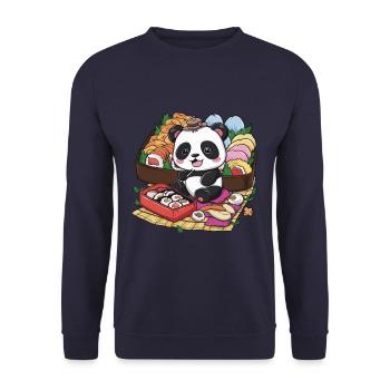 Red Kawaii Panda with Lunch Box - Unisex Sweatshirt - navy - Front - Alina (178cm) & Michal (187cm)