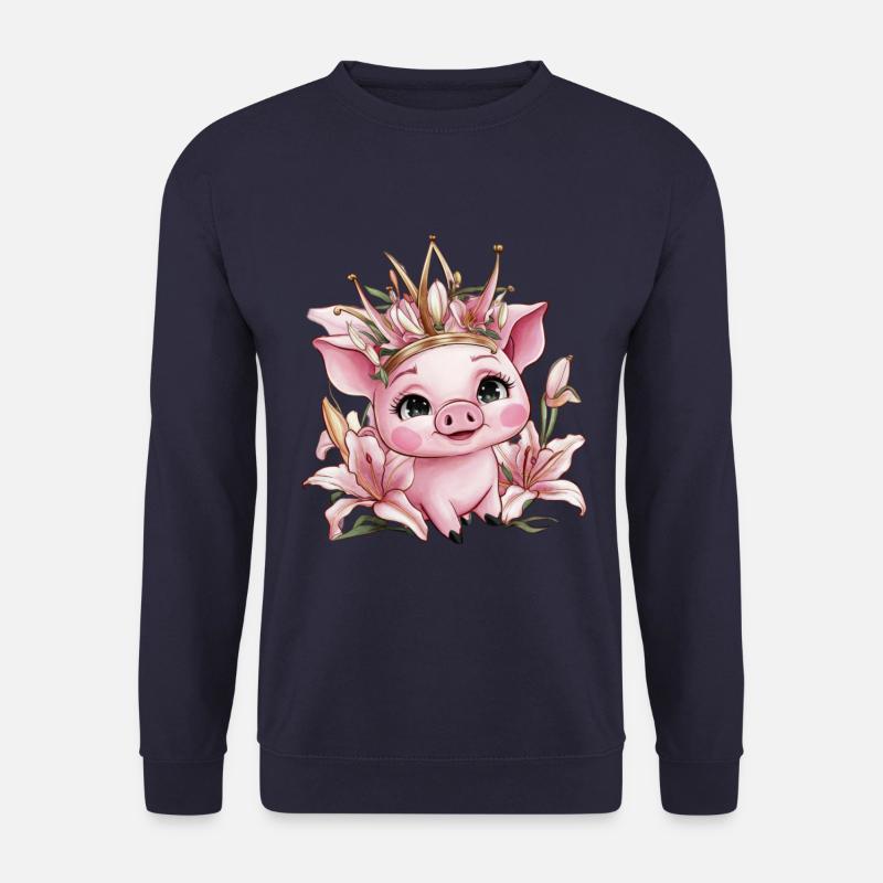 Cochon avec couronne et lys - Sweat-shirt Unisexe - marine