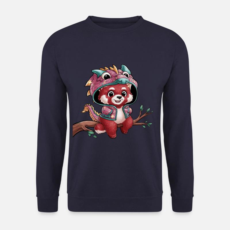Red Panda with Chinese Dragon - Unisex Sweatshirt - navy