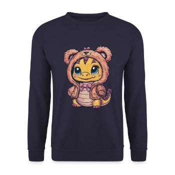 Mignon dragon kawaii de dessin animé en tenue de licorne. - Sweat-shirt Unisexe - marine - Devant - Alina (178cm) & Michal (187cm)