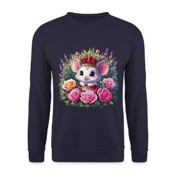 Souris kawaii avec couronne et roses magnifiques - Sweat-shirt Unisexe - marine - Devant - Alina (178cm) & Michal (187cm)