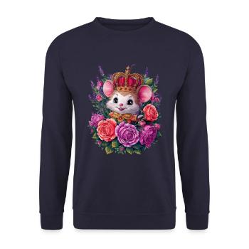 Souris kawaii avec couronne et roses magnifiques - Sweat-shirt Unisexe - marine - Devant - Alina (178cm) & Michal (187cm)