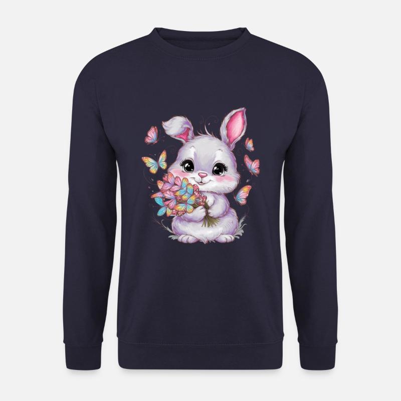 Kawaii bunny with butterflies - Unisex Sweatshirt - navy