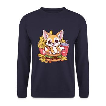 Fennec Renard du désert avec restauration rapide - Sweat-shirt Unisexe - marine - Devant - Alina (178cm) & Michal (187cm)