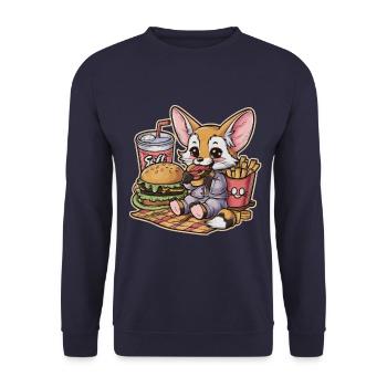 Fennec Renard du désert avec restauration rapide - Sweat-shirt Unisexe - marine - Devant - Alina (178cm) & Michal (187cm)