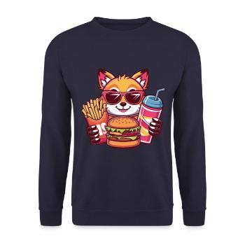 Le renard kawaii adore la restauration rapide - Sweat-shirt Unisexe - marine - Devant - Alina (178cm) & Michal (187cm)