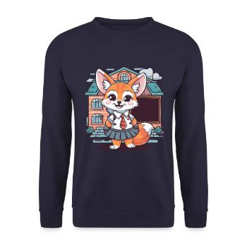 Renard du désert Fennek avec uniforme scolaire - Sweat-shirt Unisexe - marine - Devant - Alina (178cm) & Michal (187cm)