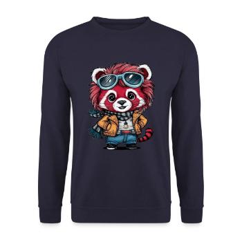 Red Panda in Kawaii Cartoon Style - Unisex Sweatshirt - navy - Front - Alina (178cm) & Michal (187cm)