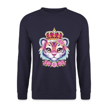 Kawaii tiger with pretty lion outfit. - Unisex Sweatshirt - navy - Front - Alina (178cm) & Michal (187cm)