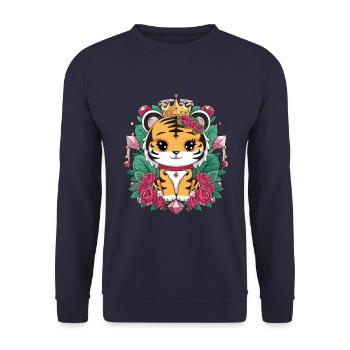 Kawaii tiger with pretty lion outfit. - Unisex Sweatshirt - navy - Front - Alina (178cm) & Michal (187cm)