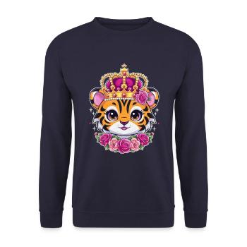 Kawaii tiger with pretty lion outfit. - Unisex Sweatshirt - navy - Front - Alina (178cm) & Michal (187cm)
