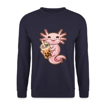 Axolotl kawaii avec bulle japonaise - Sweat-shirt Unisexe - marine - Devant - Alina (178cm) & Michal (187cm)