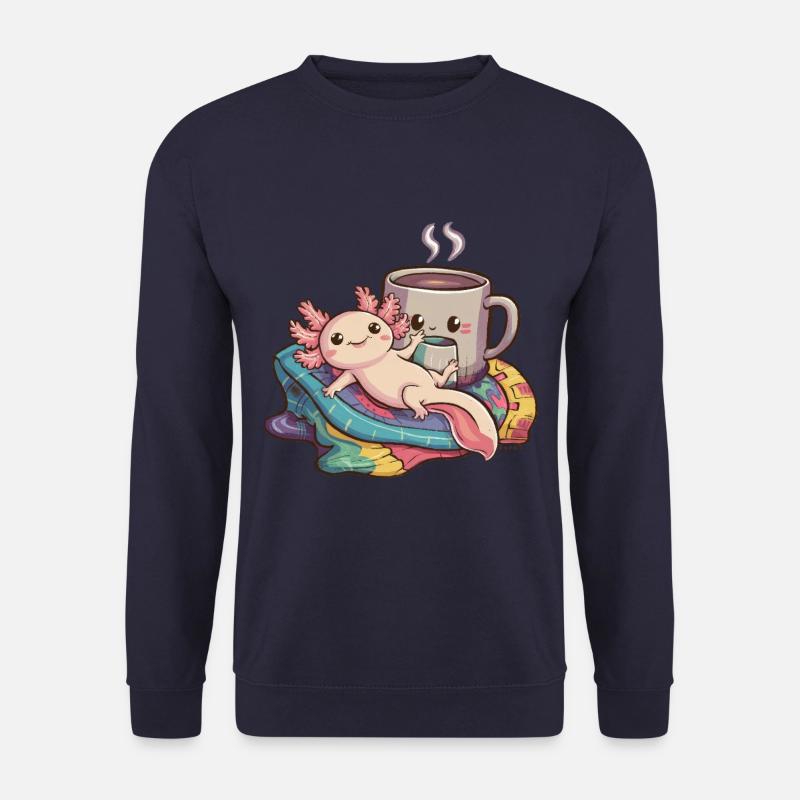 Axolotl Kawaii avec couverture et - Sweat-shirt Unisexe - marine