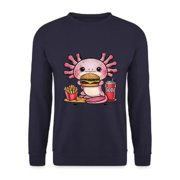 Axolotl Kawaii avec Restauration Rapide - Sweat-shirt Unisexe - marine - Devant - Alina (178cm) & Michal (187cm)