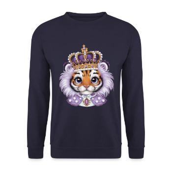 Kawaii tiger with magnificent crown - Unisex Sweatshirt - navy - Front - Alina (178cm) & Michal (187cm)