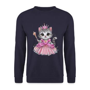Cat in princess dress - Unisex Sweatshirt - navy - Front - Alina (178cm) & Michal (187cm)