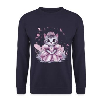 Cat in princess dress - Unisex Sweatshirt - navy - Front - Alina (178cm) & Michal (187cm)