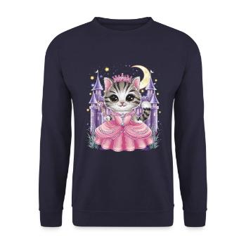 Cat in princess dress - Unisex Sweatshirt - navy - Front - Alina (178cm) & Michal (187cm)