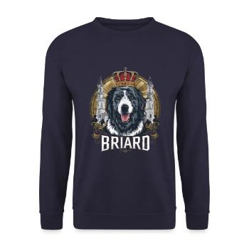 Royal Briard Dog with Crown and Lock - Unisex Sweatshirt - navy - Front - Alina (178cm) & Michal (187cm)
